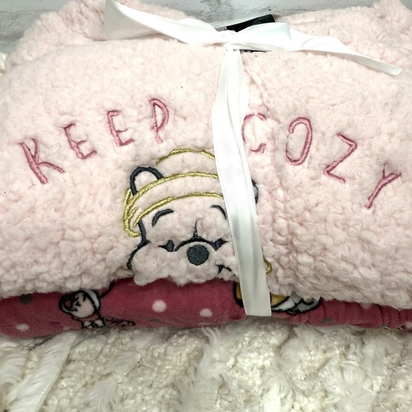 Disney Winnie the Pooh Womans 2XL 18/20 W  Pink Fuzzy Fleece Sherpa Pajama Set - Picture 6 of 8